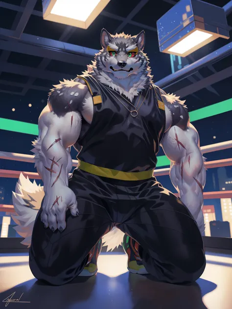 solo, anthro, furry, furry male, monomasa,((fluffy fur,fluffy,furry body)), (monomasa print), muscular male, big, abs, chest, pe...