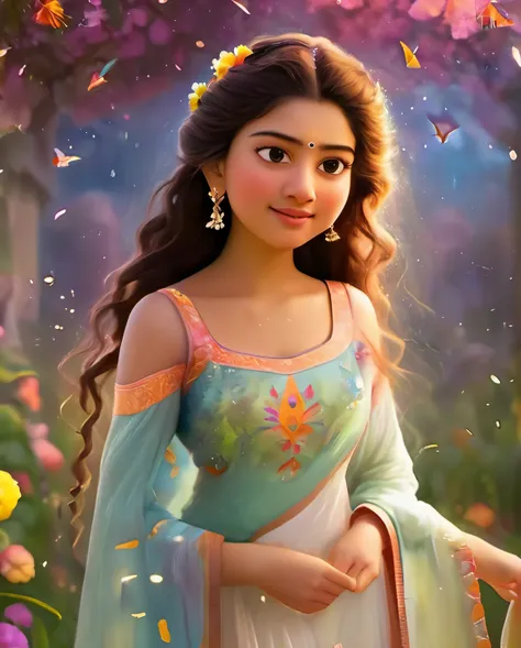 looks like sai pallavi, 1girl, solo, full body, (masterpiece:1.21), (best quality:1.2), colorful, (illustration:1.2), (cinematic...