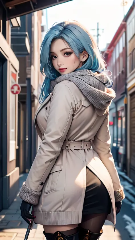 Masterpiece, raw,  beautiful art, professional artist, 8k, art style by sciamano240, very detailed face, very detailed hair, 1 woman, perfectly drawn body, beautiful face, long hair, light blue hair , very detailed blue eyes , rosey cheeks, intricate detai...