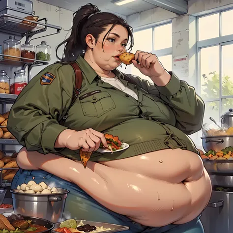 (masterpiece, best quality, highres, detailed, realistic:1.2), young european woman, ussbbw, morbidly obese, fatblob, detailed f...