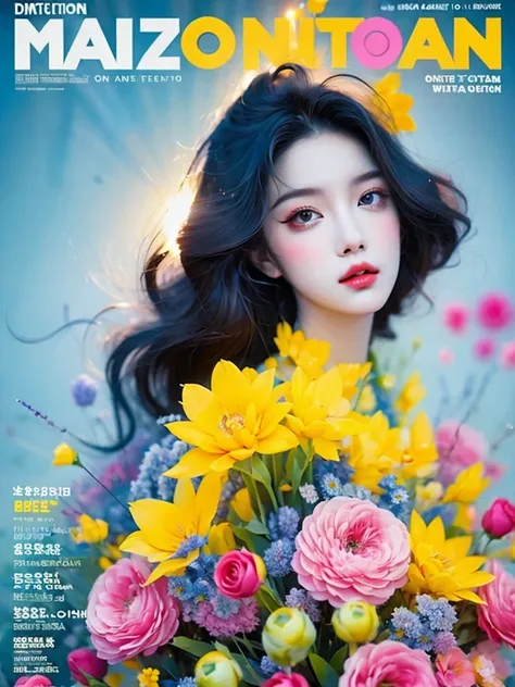 (magazine cover:1.3),ulzzang-6500, (actual: 1.3) (original: 1.2), masterpiece, best quality, beautiful clean face, whole body, 1 girl, glitch art, (digital distortion), Pixelated clipping, Data corruption,color noise, visual clutter,contemporary aesthetics