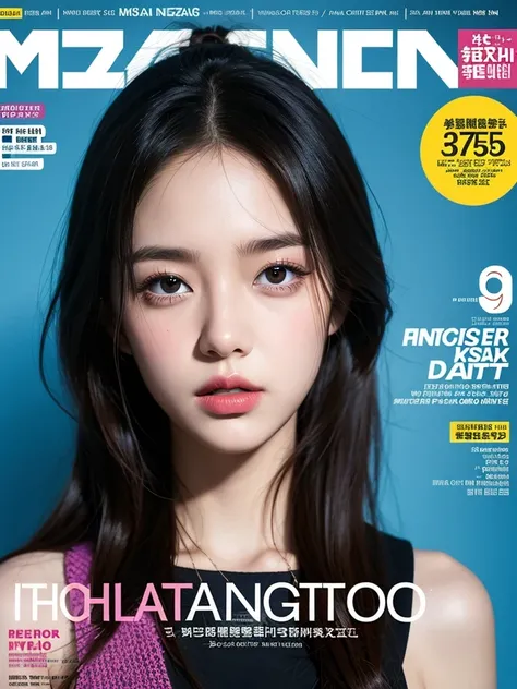 (magazine cover:1.3),ulzzang-6500, (actual: 1.3) (original: 1.2), masterpiece, best quality, beautiful clean face, whole body, 1 girl, glitch art, (digital distortion), Pixelated clipping, Data corruption,color noise, visual clutter,contemporary aesthetics