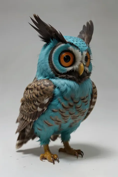 create 2d animated cyan owl with orange glasses and cyan eyes