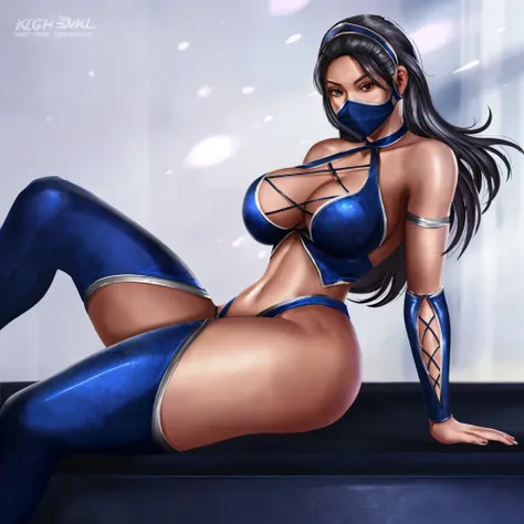 a close up of a woman in a blue outfit with a mask on, kitana from mortal kombat, commission for high res, akali, akali from league of legends, [ 4 k digital art ]!!, chun li at the gym, with blue skin, extremely detailed artgerm, character from mortal kom...