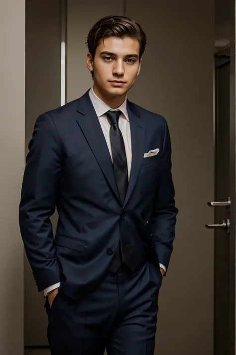 create a 22 year old businessman in a suit