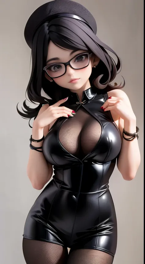 garota linda, sinistra, goth girl, garota linda, girl with glasses, gato preto no colo