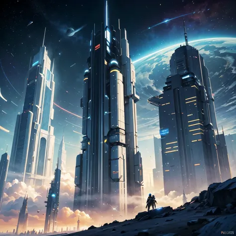 The user is requesting the creation of images that represent futuristic and technological scenarios, incluyendo paisajes urbanos futuristas, naves espaciales y ciudades avanzadas. These types of images focus on the representation of a technologically advan...