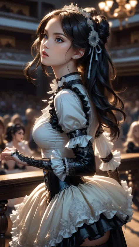 (random dance poses:1.2),White Gothic Lolita,(fantasy art,best image quality,(8K),Super realistic,最high quality, high quality, High resolution, high quality texture,high detail,beautiful,Detailed,Very detailed CG,Detailedテクスチャー,realistic expression of face...