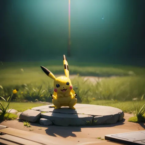 Un lindo Pikachu realista, Mouse, Electric atmosphere, 8k resolution, hiperdetallado, volumetric lighting, Alto detalle intrincado, perfect composition, Prince, hyperrealism, Fancy, mignon, grass, pokemon, photorealism