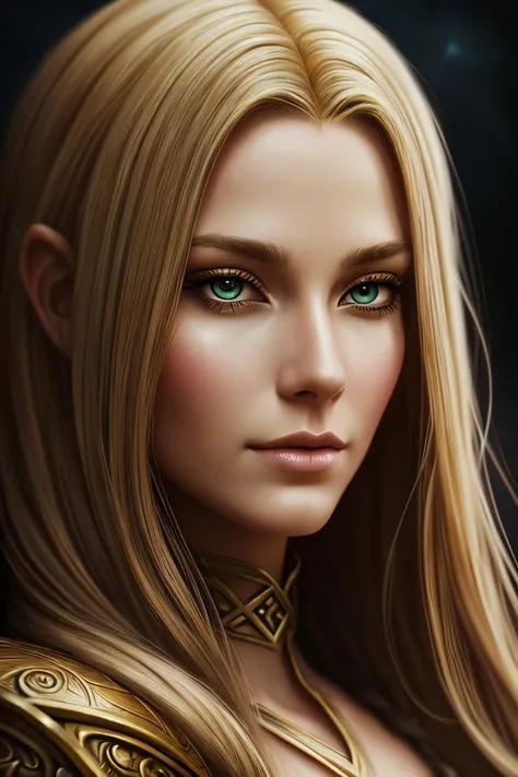 um close up de uma mulher com longos cabelos loiros, retrato de arte de fantasia, retrato de arte de fantasia, detailed matte retrato de fantasia, retrato de fantasia, epic retrato de arte de fantasia, beautiful fantasy genre portrait, epic fantasy digital...