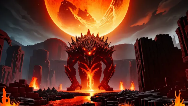 The prompt for generating a Stable Diffusion artwork based on the theme "nether minecraft monster" is as follows:

A monstrous creature from the Nether, emerging from the fiery abyss with glowing red eyes, towering over the landscape with intimidating stre...