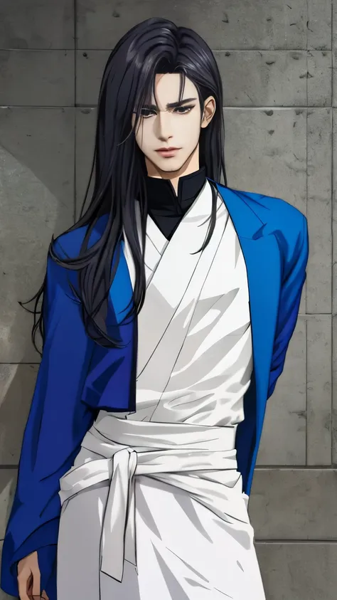 Bishounen androgynous male character design, long hair, high quality, super detail, professionally, in anime style