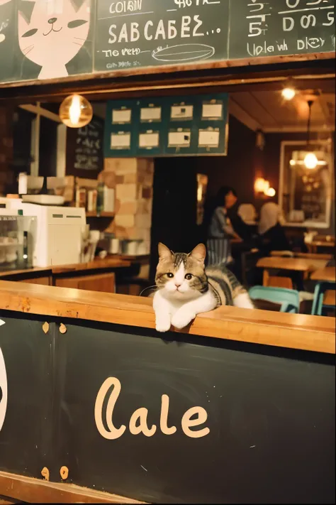 Animation of a cat running a cafe