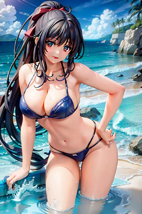 anime girl in a bikini posing in the water, anime girl, beautiful alluring anime woman, in the beach, beautiful alluring anime teen, at the beach, extremely detailed artgerm, beautiful anime girl, on a sunny beach, attractive anime girl, beautiful anime wo...