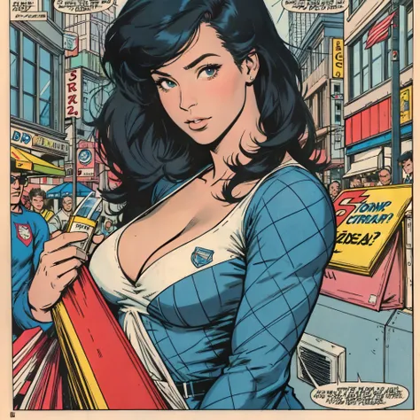 masterpiece,one perfect woman,Excellent sense,cleavage,advertisement,simple background,American Comics,Geometric pattern,city pop,