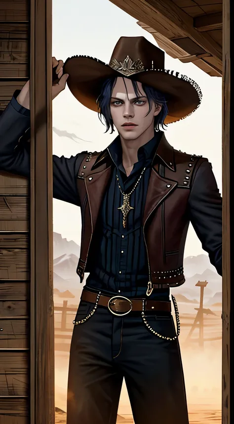 Bill Skarsgård&#39;s Wild Wild West Movie Poster (textura da pele), intrinsecamente detalhado, detalhes finos, hiperdetalhado, Ray tracing, underground dispersal, soft diffused lighting, profundidade superficial de campo, por (Oliver Wetter)
 trends at cgs...