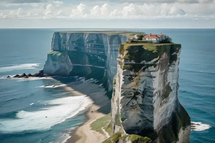 Coastal cliffs towering above the sea