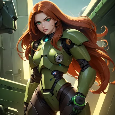 ((Masterpiece)) ((Perfect Face)) ((Beautiful)) ((Small Breasts)) ((portrait)) ((Wide Hips)) ((power Armor)) ((Bounty Hunter)) ((Long Hair)) ((auburn Hair)) ((Pale Skin)) ((Glowing green Eyes)) ((Button Nose)) ((Full Lips))
