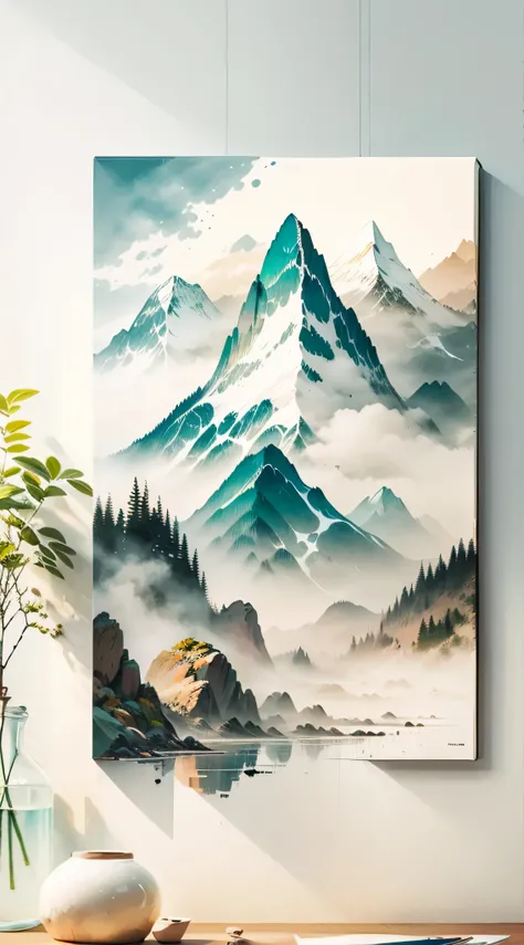 painting of a mountain range with a sky background, scenery artwork, canvas painting, majestic painting, smooth oil painting, 8 k hd detailed oil painting, detailed 4 k oil painting, glossy painting, 8k high quality detailed art, elegant and refined painti...