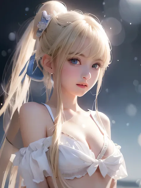 O cup 、show your chest、silky shiny skin、Sexy and very beautiful lovely cute gorgeous face、gorgeous blonde silky hair、big fancy pale blue eyes、Bangs swaying in front of the face、beautiful and cute 16 year old girl、、sailor suit、big and full breasts、skin as w...