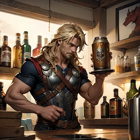 Thor bebiendo mucha cerveza 