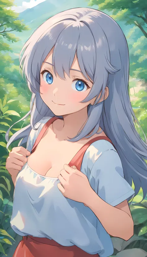 maleの子、male&#39;Daughter of、Looks like a girl、big breasts、big breasts、gray hair、blue eyes、Shota、primary school student、Are you okay、cute smile、he is short、