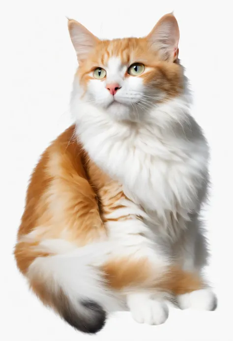 cat, white background, 1 animal, whole body