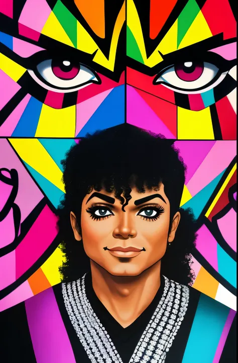 ( MICHEL JACKSON),  Eduardo Kobra ,Romero Brito,The Filling Twins ,multidimensional geometric wall PORTRAIT, arte, Chibi,
Yang08k, lindo, Colouring,
Primary works, qualidade superior, melhor qualidade, Arte Oficial, Beautiful and Aesthetic,