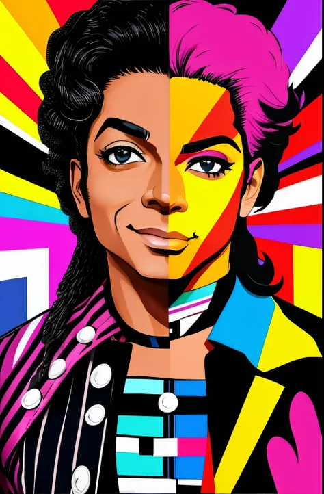 ( MICHEL JACKSON),  Eduardo Kobra ,Romero Brito,The Filling Twins ,multidimensional geometric wall PORTRAIT, arte, Chibi,
Yang08k, lindo, Colouring,
Primary works, qualidade superior, melhor qualidade, Arte Oficial, Beautiful and Aesthetic,