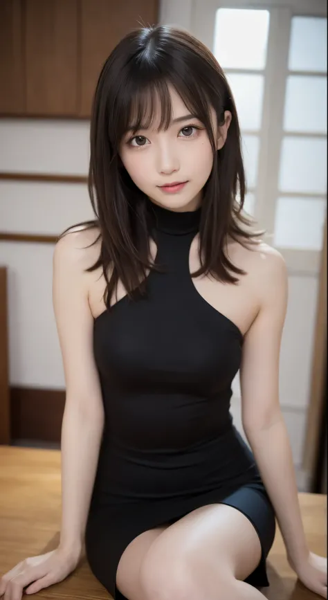 table top, highest quality, shape, Super detailed, finely, High resolution, 8k wallpaper, 完璧なダイナミックな構shape, beautiful and detailed eyes, medium hair, small breasts, natural color lip, random sexy pose,smile,big city、20 year old girl、midnight、Beautiful and ...