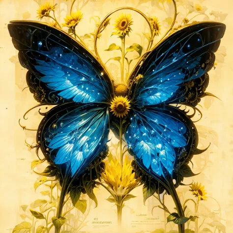 A big sunflower between the wings,sunflower element