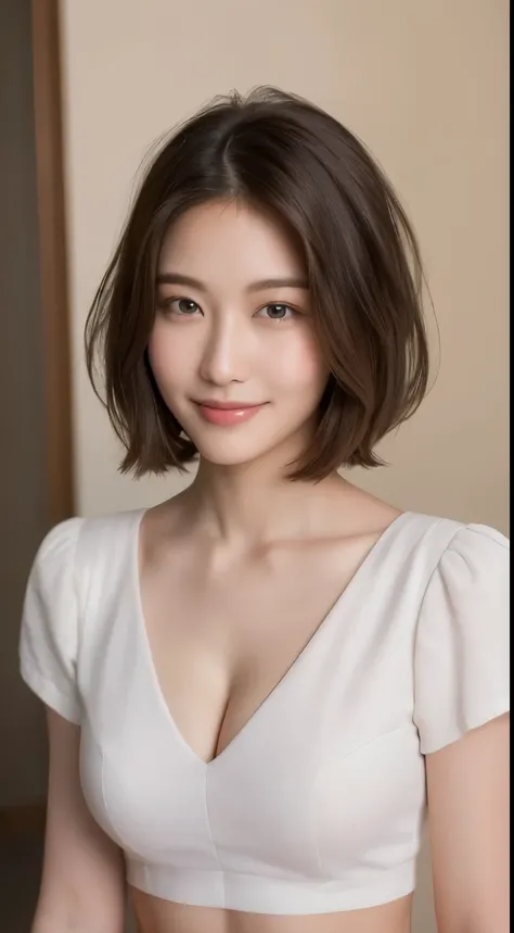 ((highest quality, 8K, masterpiece: 1.3)), 1 girl, The beauty of slim abs: 1.3, (hairstyle casual, big breasts: 1.2), dress: 1.1, super fine face, delicate eyes, double eyelid, smile, Home