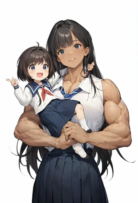 , best quality,,2 girls, woman,,fair,,biceps,, ,muscular woman, alternative muscle size, uniforms,