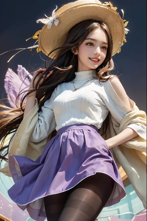 ((highest quality、8K、masterpiece:1.3))、Are standing、sharp focus:1.2、(realistic、Photoreal:1.37)、laughter、Turn to the audience、put one&#39;put one&#39;s feet in front of the audience、beautiful face woman、28 years old、pointed chest、NSFW、long eyelashes、colored...