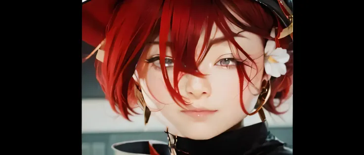 Retsu Seiba , red hair , red eye , ultra realistic , detail