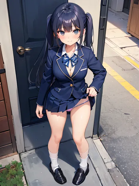 (1) There is a high school girl with beautiful legs., (She lifts up her skirt to show off her beautiful bare legs and panties:1.5), 
(2) (Schoolgirl standing:1.5), I&#39;Iは立って彼氏にパンツを見せています,
(3) A high school girl wearing a white collared shirt underneath.、...