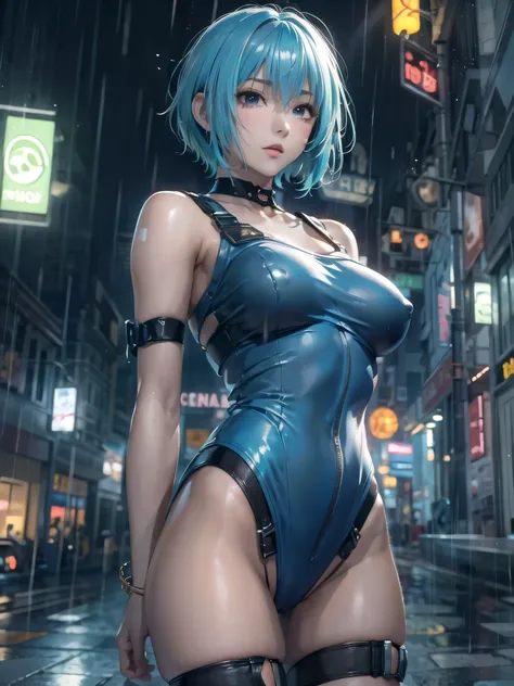 (photorealistic:1.8, highest quality:1.8,8K masterpiece:1.8,High resolution,muste piece:1.8,RAW Photos,cinematic lighting),
cyber punk、Back alley at night in the city、rain-soaked ground、vapor、
 (1 android girl:1.3)、Completely naked、Heart-shaped nipples、bon...