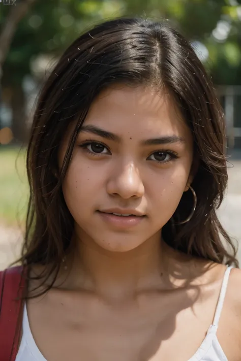 RAW photo in sequence, a portrait of a 16 year old teenager, mexican, filipina, instagram picture, detailed face, perfect white teeths, detailed slightly blurred backgrounds, natural lights, HDR, realistic photo, professional photo, sexy look, photorealist...