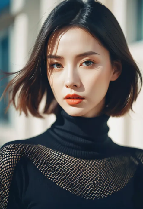 analog style, modelshoot style, A stunning intricate full color portrait of (sks woman:1), wearing a black turtleneck, epic character composition, by ilya kuvshinov, alessio albi, nina masic, sharp focus, natural lighting, subsurface scattering, f2, 35mm, ...