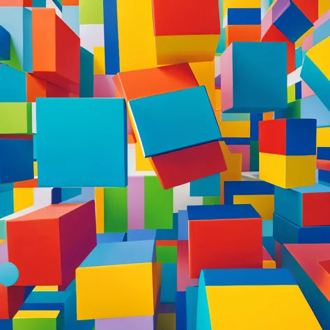 Create a painting with color blocks alluding to birthdays with geometric figures 