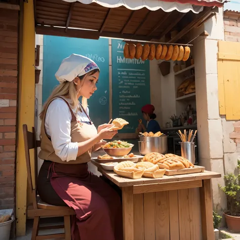 Mural comida tradicional (humitas, empanadas y pan amasado) y el arte