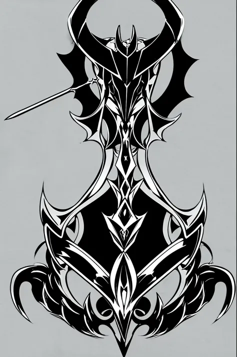 One BlazBlue style coat of arms about demons, ice, and a sword, black and white symbol
