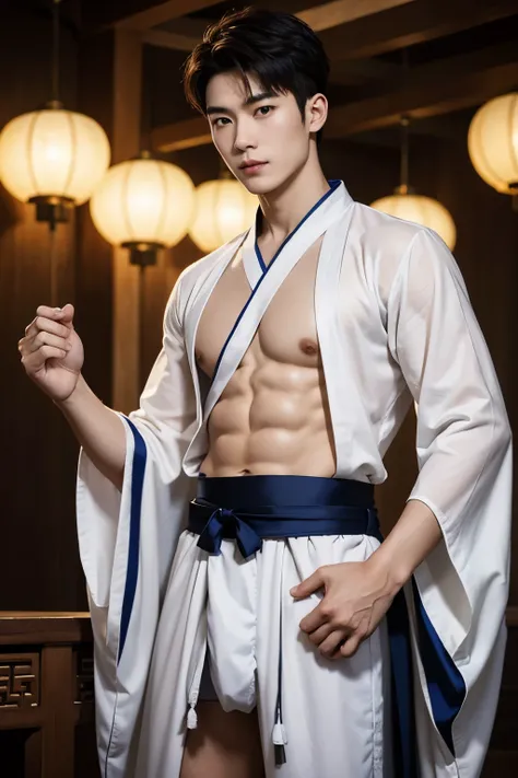 Chinese Men God, Mythology, Chinese odyssy, Handsome, Twink, Topless, Muscles, Athlete body, Full Frame, Sexy, Professional Lighting, Hanfu Outfit, Chinese Heaven Background, Bulge Underneathe Underwear, Hanfu Warrior, Hanfu God, Hanfu Male, Hanfu Nobel, S...