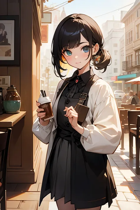 tmasterpiece,best qualtiy,1girl,solo,looking at viewer,cowboy shot,(cafe),Heterochromia,Earphone,
