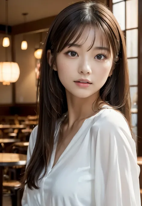 (((Cafe:1.3, indoor, Photographed from the front))), ((long hair:1.3, white blouse,japanese woman, cute)), (clean, natural makeup), (highest quality, masterpiece:1.3, 超High resolution), (Super detailed, caustics), (realistic:1.4, RAW shooting), very detail...