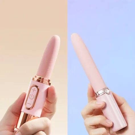 someone is holding a pink device and a pink pen in their hands, femme, various colors, vibrating, 19xx, playful vibe, (pink colors), 2 colors, bottom angle, zun, smooth pink skin, joytoy, fantasy vibe, feminine, remove, easy to use, ultra precise, light pi...