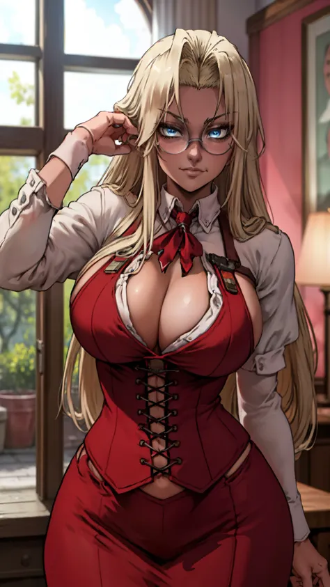 , (1girl), extremely detailed, d, perfect face, upper body, HDR, hellsing, integra, integra hellsing, standing, breast focus, breasts, large breasts, bare breasts, naked, nude, boob window, sexy, wide hips, thicc figure, Detailed blue eyes, Detailed face, ...