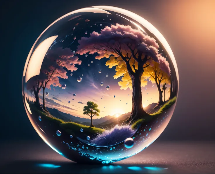 Arafad&#39;s glass ball image，There is scenery inside, tree of life inside the ball, 4k Very detailed figures艺术, Detailed digital 3D art, Digital painting is very detailed, Very detailed figures艺术, Very detailed figures, stylized digital art, Very beautifu...