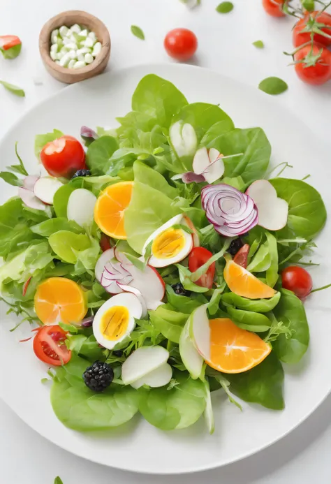 salad, white background, magazine photo