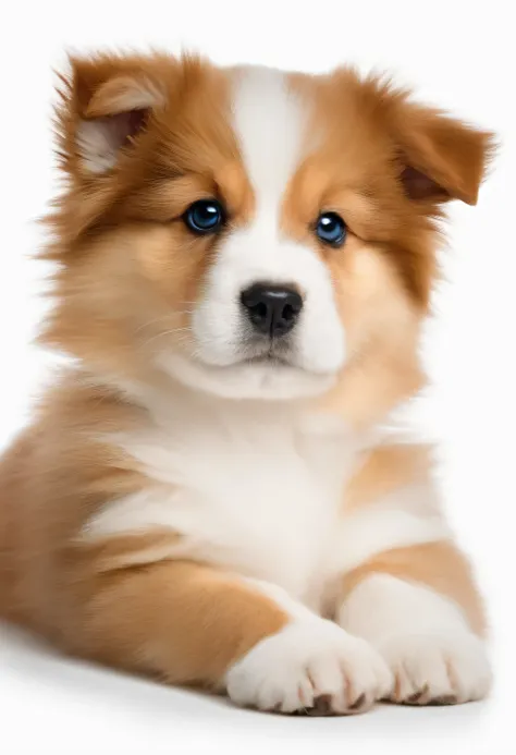 puppy, Sunny appearance, white background, 1 animal